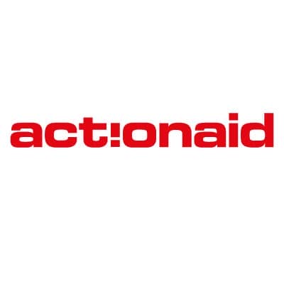 Red ActionAid logo on a white background, representing the global nonprofit organization focused on social justice.