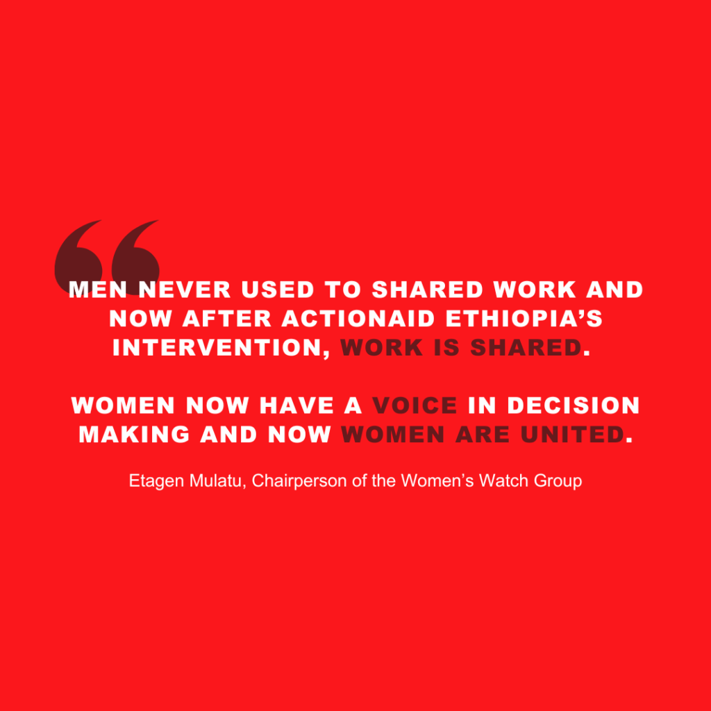 Quote on gender equality and shared responsibilities by Etagen Mulatu, emphasizing women's empowerment.